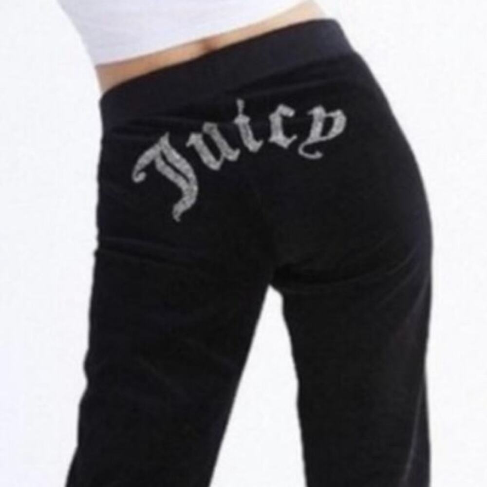 Juicy Couture x forever 21 Black Velour Joggers NWT Sweat Pants LARGE Crystal